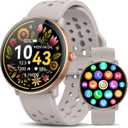 Smart Watch for Women Men, for Android iOS with Sleep Monitor, Pedometer Fitness Tracker, Bluetooth Call, IP68 Waterproof, 112+ Sport Modes Calorie Counter Round Smartwatch (Casual, Gold-Pink, 1.39)