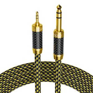 HiFi 1/8 to 1/4 Stereo Cable 100FT, 3.5mm TRS to 6.35mm Audio Cord, (Silver Plated Copper, Braided), Guitar to Aux Bidirectional Cable for Audiophiles, Guitar, Home Theater, Speaker, Amplifier