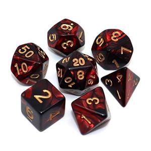 CREEBUY DND Dice Set Red Black RPG Dice for Dungeon and Dragons D&D MTG 7-Die Polyhedral Dice