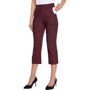 Willit Women's Capri Pants Dress Yoga Capri Stretch Business Work Casual Capris Straight Leg Office Pants 21" (M)