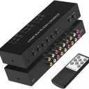 6 Port RCA to HDMI Converter, Dual AV to HDMI Converter Supports 16:9/4:3 Composite to HDMIAdapter Support 1080P PAL/NTSC Compatible with Sega/Xbox/PS1/PS2/PS3/WII/N64/VHS, VCRs, and DVD Players