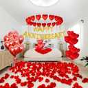 Tayuvira Happy Anniversary Decorations,Romantic Love Anniversary Balloons Set For Women Boyfriend Girlfriend Husband Wife With Happy Anniversary Banner 1000 Pcs Red Rose,Big Love-bear Heart Balloons
