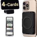 PROfezzion Double Sided Magnetic Phone Wallet, RFID Blocking Snap-on Hard Shell Card Holder 4-Cards Designed for MagSafe Compatible with iPhone 17 16 15 14 13 12 Pro Max & MagSafe Case (0.5" Thick) (Black)