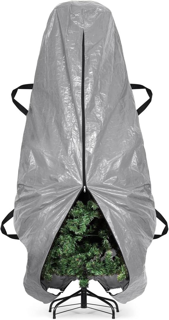 BALEINE Upright Christmas Tree Storage Bag, 9 ft Tear Resistant PE Material Christmas Tree Bag with 4 Reinforced Handles for Xmas Holiday (Grey)