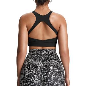 Aoxjox Women's Workout Sports Bras High Impact Fitness Backless Padded Training Gym Khloe Bra Yoga Crop Tank Top (Black, Medium)