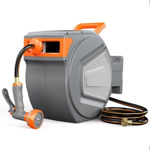 DUMOS Retractable Garden Hose Reel, 1/2 in X 65 ft Water Hose with Nozzle