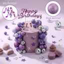 Leinuosen 76 Pcs Kpop Cake Topper Popular Singer Birthday Cake Decoration with Purple Disco Balls Pop Music Birthday Party Decoration Kpop Theme Party Supplies