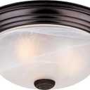 DESIGNERS FOUNTAIN Reedley 3-Lights Flush Mount Ceiling Light, 15 Inch Lighting Fixture for Kitchen, Bedroom, Bathroom, and Hallway, White Alabaster Glass, Oil Rubbed Bronze, 1257L-ORB-AL