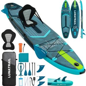 11'34" Extra Long/Extra Wide Premium Inflatable Stand Up Paddle Board (SUP) Portable & Lightweight for Yoga, Surfing, Family Fun | Complete Kit with Paddle, Pump, Bag | Durable Design