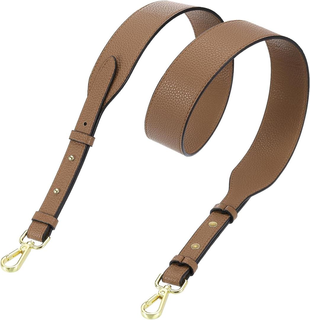 uxcell PU Leather Bag Strap, 41.7"-45.3" Adjustable Crossbody Replacement Straps 1.5" Width for Cross Body Bag, Shoulder Bag (Light Brown, Gold Clasp)