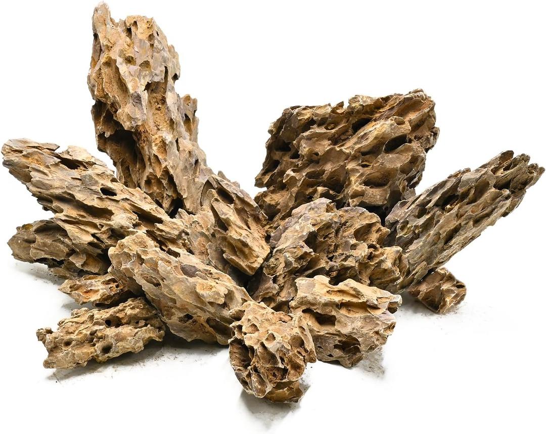 Unocho Aquarium Stone Rocks Dragon Stone 10lb Aquarium Decor Rocks Aquascaping Stone Fish Rocks for Aquariums Landscaping Model Tank Decoration Paludarium Amphibian Enclosures(2-6 inches)