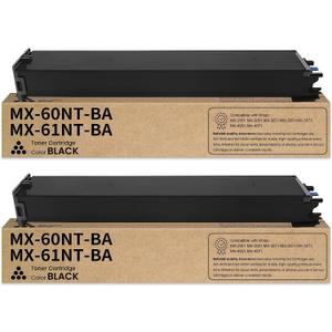 MX-60NT MX-61NT Black Toner Cartridge 2-Pack Replacement for Sharp MX-60NT-BA MX-61NT-BA MX-60NTBA MX-61NTBA Toner Cartridge for MX-2651 MX-3051 MX-3071 MX-3551 MX-3571 MX-4051 MX-4071 Printer Ink