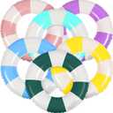 Libima 6 Pcs Classic Striped Inflatable Pool Floats Colorful Swimming Ring Pool Float Tubes Beach Swimming Toys for Adult Teen Kids (29.5 In)