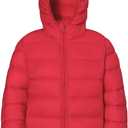 Hooded Puffer Jackets for Boys and Girls  Lightweight and Packable  Autumn and Winter Coat, Warm and Comfy (7-8 Years, Red)