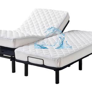 Waterproof Quilted Split King Mattress Protector Pad for Adjustable Bed Noiseless Fitted Mattress Cover Soft Padded Topper with Up to 16 Deep Pocket, Split King 2x(39x80)
