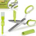 5-Blade Stainless Steel Herb Scissors with Cleaning Comb & Vegetable Peeler – Multi-Use Herb Cutter for Basil, Parsley, Cilantro & Kale