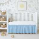 Cottington Lane Light Blue Crib Skirt Dust Ruffle, 100% Natural Cotton, Soft, Durable Nursery Crib Toddler Bedding Skirt for Baby Girls or Boys, Fits Standard Cribs 28" x 52" with 14" Drop