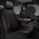 CAR PASS Thick Foam 3D Air Mesh Leather Car Seat Covers Front Seats Only, Breathable Premuim Leather Two Front Seat Cover, Airbag Compatible Universal Fit for 95% Sedan Van Truck SUV,Black and Red