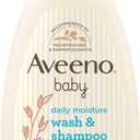 Aveeno Baby Daily Moisture Gentle Body Wash & Shampoo with Oat Extract, 2-in-1 Baby Bath Wash & Hair Shampoo, Tear- & Paraben-Free for Hair & Sensitive Skin, Lightly Scented, 18 fl. oz