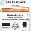 4 PCS Mahjong Racks with Pushers, Wood color Wooden Mahjong Racks with Detachable Magnetic Pushers, Mahjong Tile Pushers and Racks, Includes Chips, Dice & Storage Bags, Mahjong Accessories(19.68 Inch)