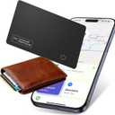 Wallet Tracker Card Air-Tag - Work with Apple Find My (iOS only), 0.07in Slim Tracking Card, IP68 Waterproof Bluetooth Tracker Finder, Apple MFi Certified, Item Locator for Luggage, Passports, Purse (Matte Black)