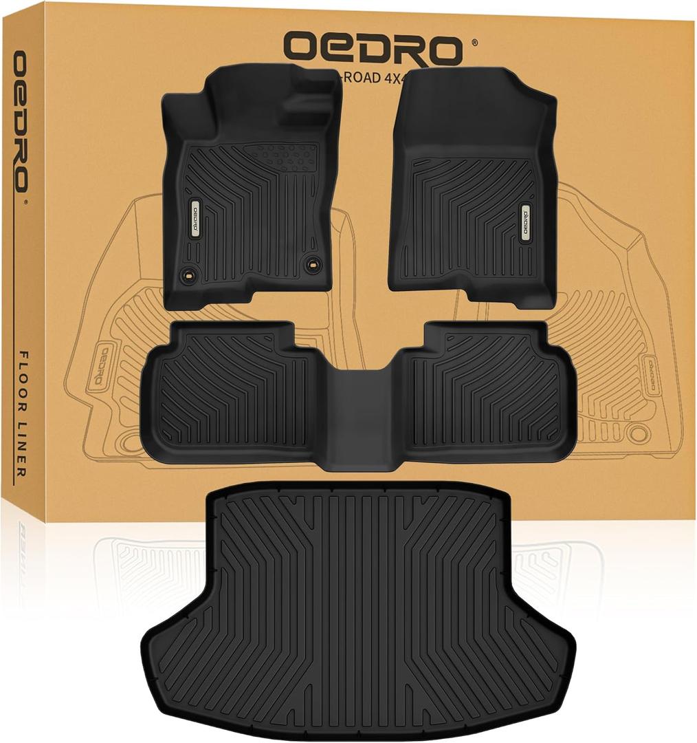 OEDRO Floor Mats Fit for Honda Civic Sedan 2022-2025, Custom Fit Black All Weather Front & Rear Row Trunk Liners Car Floor Mats Set
