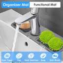 2 x Silicone Faucet Mat for Kitchen Sink, Perfect Valentines Day Gift, Sink Protector Splash Guard Drip Catcher Tray, Soap Sponge Holder Drying Mat, Fits Faucet Base 2.3in (Gray) (17.5" x 5.5")