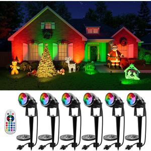 6 Pack Color Change Spotlights for Decor Lighting 120V Remote Waterproof Plug-in Multicolor Landscape Spot Light Uplight for Yard Decoration, Tree, Bush, Status, Indoor Plant, Picture & Painting