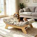 HEAVE SPROUT Small Size Elevated Dog Bed, Natural Finish Raised Dog Bed, Size: 24" x 18⅛" x 7⅞", S_Up to 40 lbs