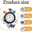 Outdoor Clock with Butterfly and Flowers, Butterflies Outdoor Wall Clock Waterproof, Silent No-Ticking Outdoor Clocks for Patio, Living Room, Kitchen, Garden