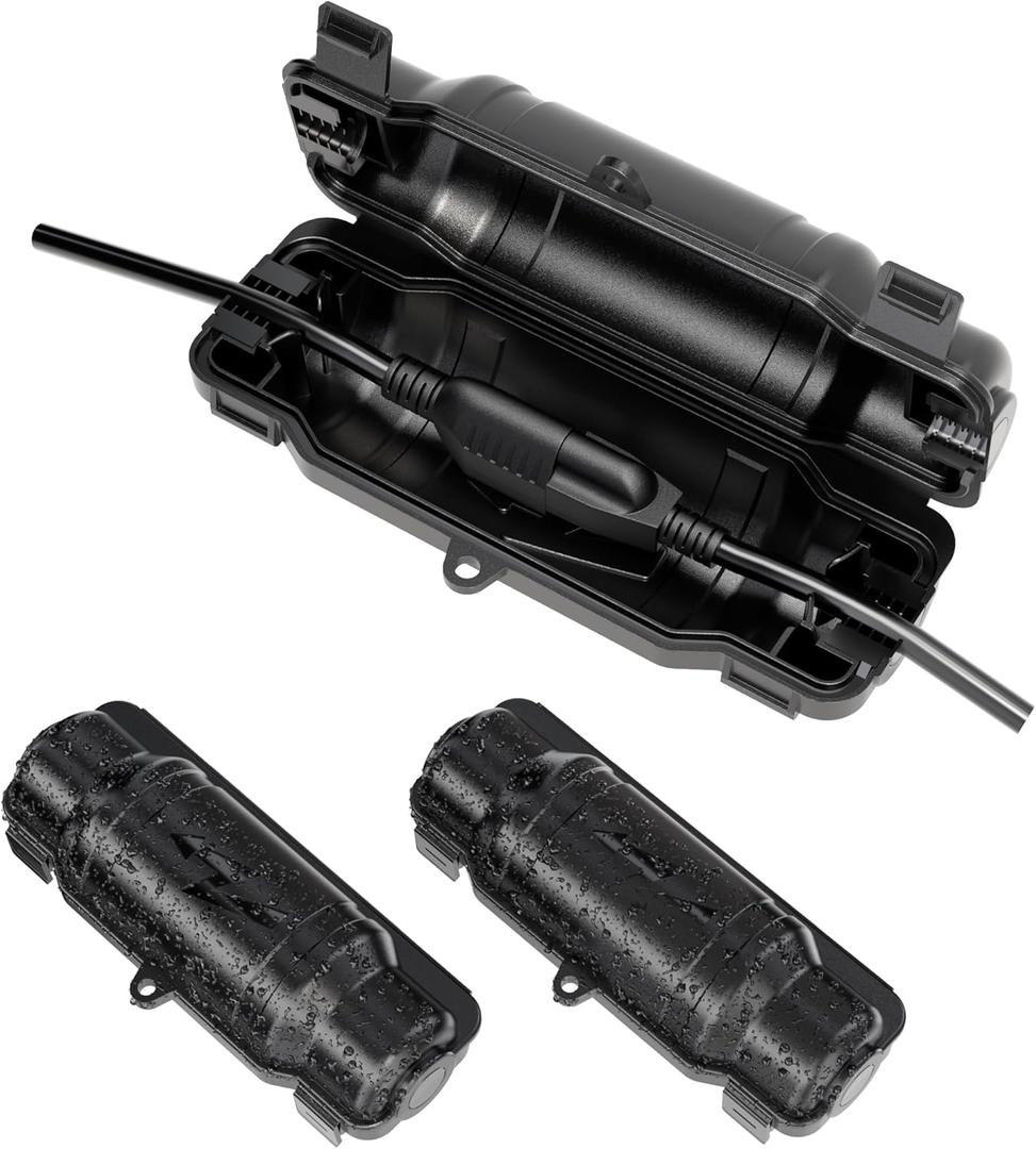 3 Pack Outdoor Extension Cord Safety Cover with Waterproof Seal IP54 Water-Resistant, Weatherproof Electrical Connection Box with 2 Latches, Plug, Socket, Holiday Decoration Light, Black