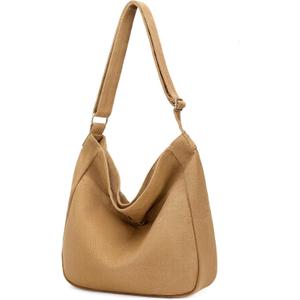 Small Tote Bags for Women Canvas Tote Bag with Zipper Satchel Crossbody Bag Work Travel Shoulder Handbags with Pockets (T03-brown)