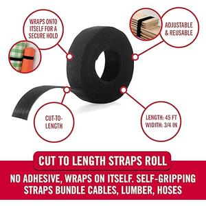 Velcro 3/4Inch x 12Ft Black 1 Roll