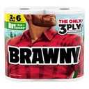 4 x 
Brawny Tear-A-Square 3-Ply Paper Towels, 12 XL Family Rolls = 30 Regular Rolls, Strong, Absorbent, and Durable