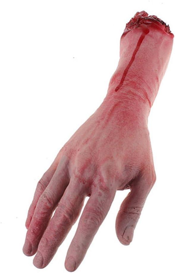 Body Parts Halloween Props, Bloody Fake Severed Broken Hand for Haunted House Halloween Scary Party Decorations Supplies (Blood Hand)