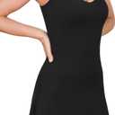 ODODOS Women's Cloud Feeling Tank Dress with Separate Shorts and Built in Bra U Back Mini Tennis Dress (Black, Small)