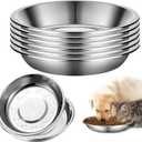 6 Pack Stainless Steel Cat Bowls, 7 inch Wide Metal Cat Bowl for Food and Water, Whisker Fatigue Friendly Shallow Cats Dishes for Indoor Kitten Puppy Dog