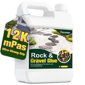 Teexpert Rock Glue for Landscaping  1 Gallon High Viscosity (12000 mPas) Strong Outdoor Adhesive Binder for Pea Gravel,Small Pebbles  Strong Bond for Landscape,Walkways,Patios,Yards,and Driveways