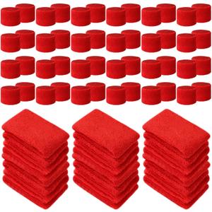 Leyndo 72 Pcs Wrist Sweatbands Bulk for Kids Field Day Cotton Terry Sweat Bands Sports Fan Wristbands Kids for Summer Camp Student Football Team Competition Party (Red)
