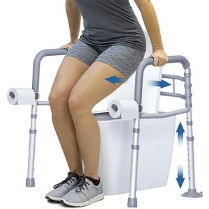 Toilet Safety Rails, YuanDe Foldable Handicap Toilet Rails with Handles Fit Any Toilets, Adjustable Toilet Safety Frame for Seniors, Elderly, Handicap & Disabled (300 LB)