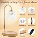 Electric Candle Warmer Lamp with Timer - Flame-Free 4-Level Dimming, Height Adjustable Gifts for Mom Women Friend, Birthday Housewarming Home Bedroom Decor (Transparent-golden Pole)