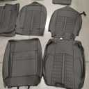 Dodge Ram Leather Seat Covers, 2009-2018 Crew Cab 1500 Longhorn Laramie Sport Rebel, 2011-2026 Ram 2500 3500 Custom Fit Truck Seat Cover Full Set, Black (40/60 Split Curved Bench)