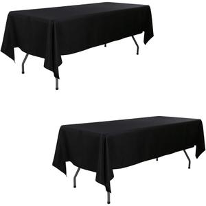 60 x 102 Inch Rectangular Polyester Tablecloth, Black Washable Table Cloth for 6 Foot Table - Perfect for Wedding | Party | Restaurant | Banquet Decoration (2 Pack)
