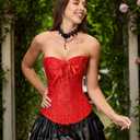 SZIVYSHI Corset Tops for Women, Bustier Shapewear Lingerie, Lace Waist Push Up Bodysuit (Red, S)