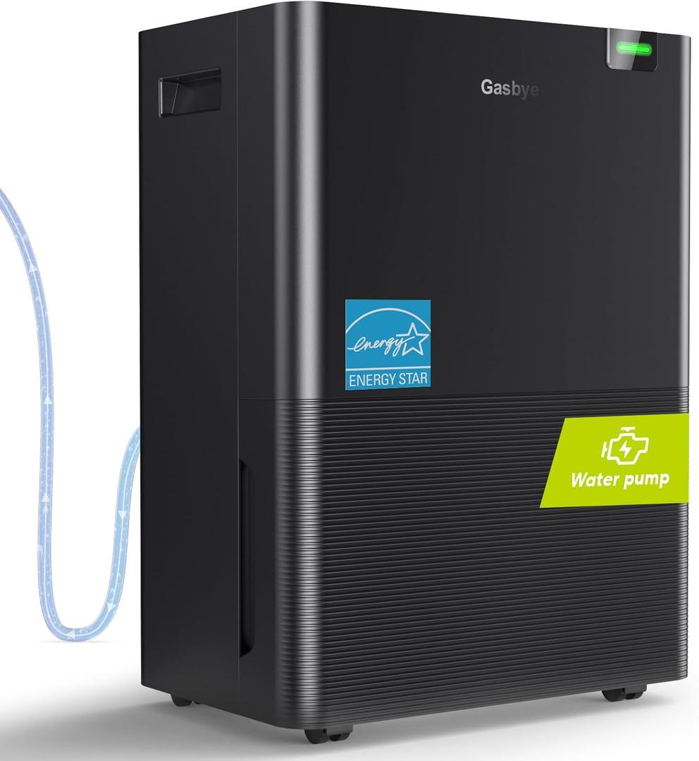Energy Star 2024 Dehumidifier with [ Pump] for Basement  [44dB Quiet, Easy to Clean & Clog-Free], Max 75 Pints/Day, 16.5ft Drain Hose, Auto Shut-Off, Auto-restart, Black