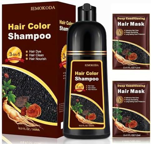 Hair Dye Shampoo in Dark Wine Red - Washes In Rich Color, Easy At-Home Color Shampoo Hair Dye for Women & Men, 3-in-1 Hair Color & Care for Natural-Looking Gray Coverage, Instant & Long-Lasting, 500ml