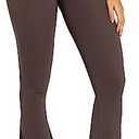 Sunzel Flare Leggings, Crossover Yoga Pants for Women with Tummy Control, High-Waisted and Wide Leg Seal Brown M