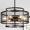 18" Modern Black Chandelier for Dining Room, No Assembly Required 6-Light Black Dining Room Light Fixture Over Table, Industrial Hanging Pendant Lights Fixture for Kitchen Island, Entryway, Foyer