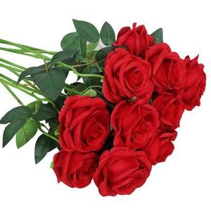 Fanfantoey Red Roses Artificial Flowers Bulk, 52Pcs Fake Roses Flower Arrangement, DIY Silk Flowers Roses Bouquet, Realistic Faux Artificial Roses for Mother's Day Home Table Decor Red