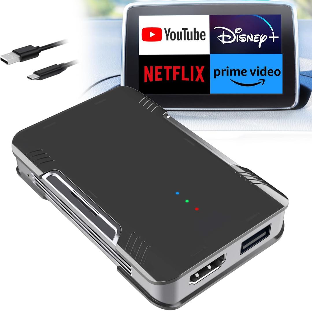Magic Box 3.0 Max, CarPlay AI Box Support YouTube/Netflix/Hulu etc., Qualcomm Multi-Core Android System Multimedia Video Box with Wireless CarPlay/Android Auto Adapter